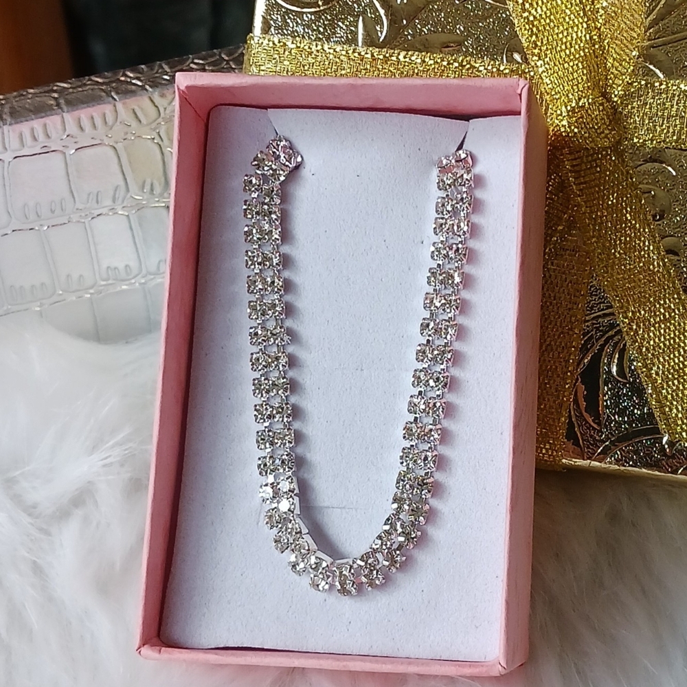 Silver Rhinestone Adjustable Ankle Bracelet - Picture 6 of 12